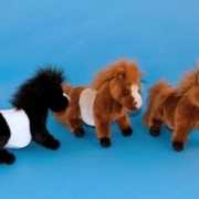 Shetlander pony zwart met wit 36 cm