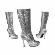 Zilveren laarzen met glitters