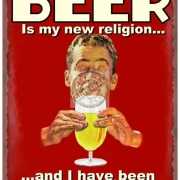 Wandplaat Bier & nieuwe religie