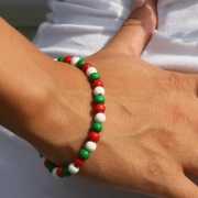 Fan kralen armband groen rood wit