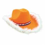 Oranje supporters hoed met bontrand