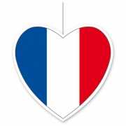 Decoratie hart met Franse vlag 14 cm