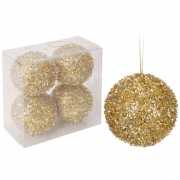 Gouden glitter kerstballen 4 stuks