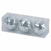 Zilveren disco kerstballen 7 cm