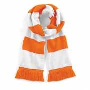 Gestreepte retro sjaal wit/oranje