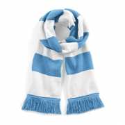 Gestreepte retro sjaal lichtblauw/wit