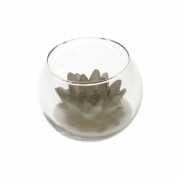 Zilveren lotus kaars in glas 10 x 8 cm