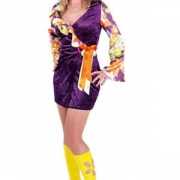 Hippie jurk in paars met strik