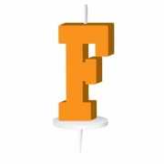 Oranje naam kaarsje letter F