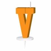 Oranje naam kaarsje letter V
