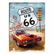 Tinnen wandplaat Route 66 Amerikaans