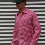 Roze Tiroler overhemd met ruitjes