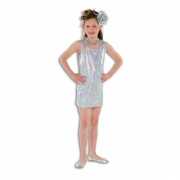Zilveren glamour jurk voor meisjes