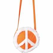Oranje ronde tas met peace teken