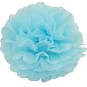 Blauwe pompom versiering 35 cm