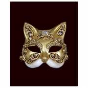Katten masker goud wit handgemaakt