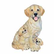 Golden Retriever met puppies zittend van polystone 35 cm