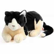 Pluche knuffel kat zwart wit 30 cm