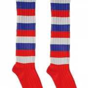 Rood/Wit/Blauwe lange feest sokken