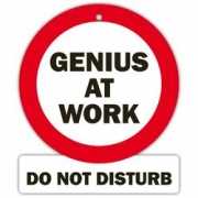 Fun stopbordje Genius at work