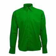 Heren overhemd groen lange mouw