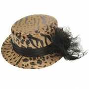 Luxe hoed met tijger print en strik