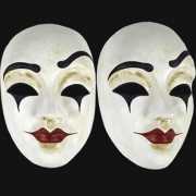 Wit clowns masker handgemaakt