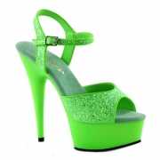 Groene sandaal hakken met glitters