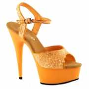Oranje glitter sandalen met enkelbandje
