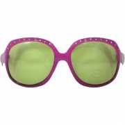 Carnaval brillen roze met groene glazen