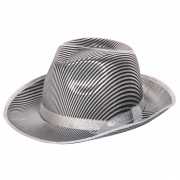 Zilver/zwart gestreepte maffia hoed
