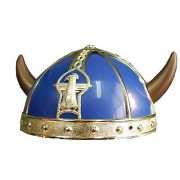 Blauwe Obelix helm met hoorns