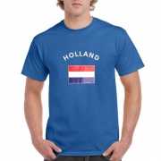Blauw body fit shirt met Holland vlag