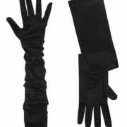 Zwarte satijnen handschoenen