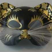 Zwart katten oogmasker kunstof