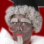 Grijze afro pruik Zwarte Piet