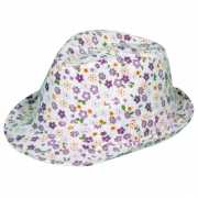 Dames hoeden met paarse bloemen