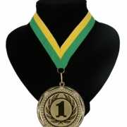 Nummer 1 medaille geel groen
