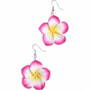 Tropische bloem oorbellen roze