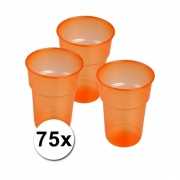 Oranje bierglazen plastic 75 stuks
