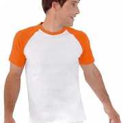 Baseball t shirt wit/oranje