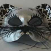Zilveren katten oog masker plastic
