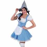 Blauw geblokte Oktoberfest jurk voor dames
