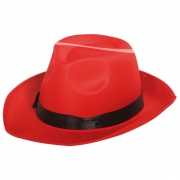 Gangster hoed rood met zwarte band