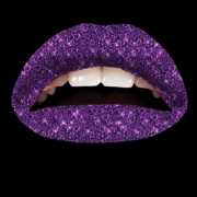 Lipstickers paars met glitters