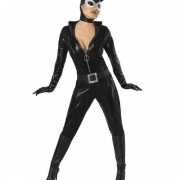 Zwart catwoman kostuum lederlook