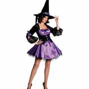 Zwart/paarse heksen jurk met kant
