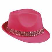 Fuchsia roze hoedje met diamantjes