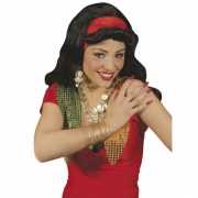 Zigeunerin pruik met rode hoofdband