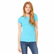 Dames t shirts ronde hals Hanna turquoise